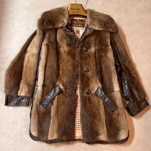 Vintage Mink Fur Coat with Leather Accents. Small. Gorgeous!